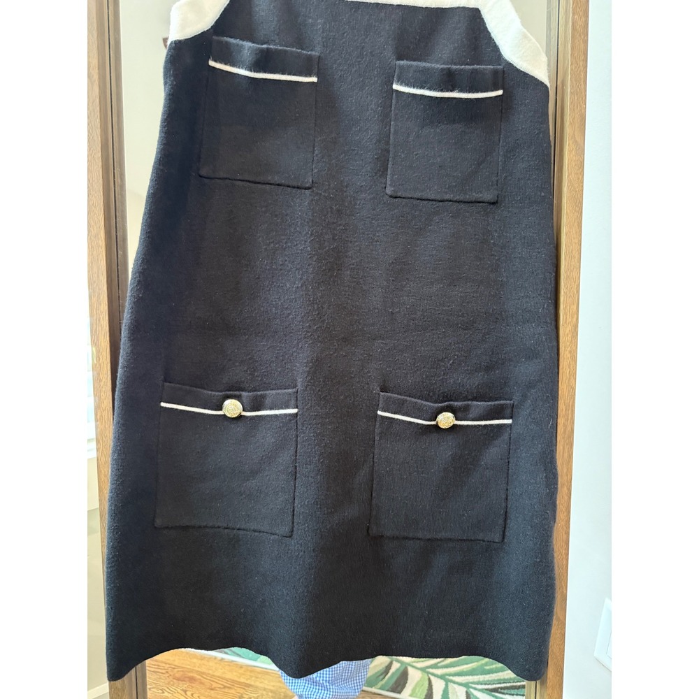 English Factory Women Dress M Black Knit Mini preppy old money Anthropologie - Picture 4 of 6